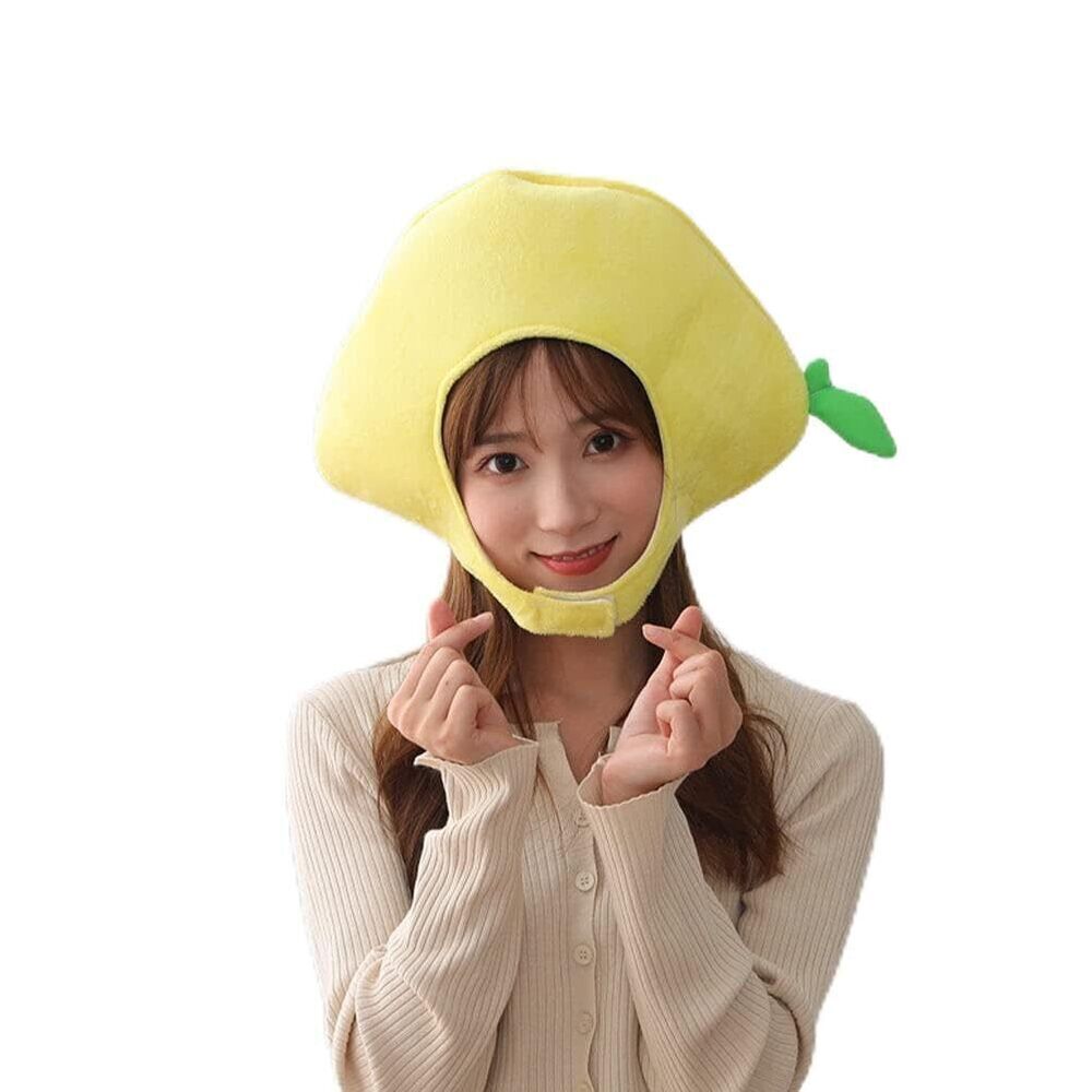 2874 Lemon Adult Hat Lemon Costume Plush Lemon Shape Hat Soft Fruit